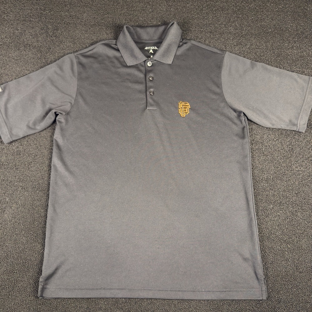San Francisco Giants Golf Polo Shirt Black Poly MLB by Antigua Mens Size Medium